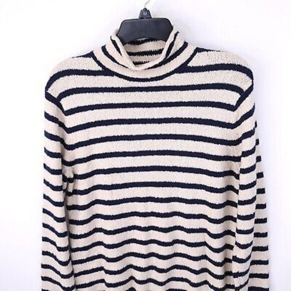 J Crew Sweater Womens Medium Pullover Stretch Knit Striped Top Mock Neck Cozy - Picture 8 of 11